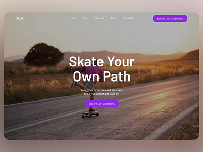 Flux. - Social Media for Skateboarding activity app branding creative creativity creator design landing landing page minimal mobile mobile app modern skateboard skateboarding social media sport web web design website