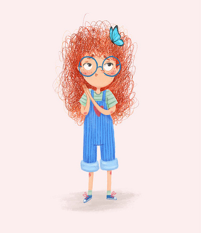 Little red-haired girl with glasses art character design children book childrens art childrens book cute ginger girl with glasses glasses illustration kdp kidlit kidlitart picture book red haired sketch