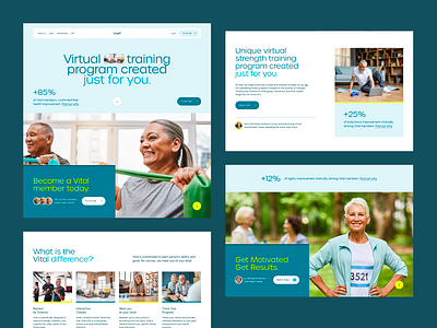 Vital. Homepage [UX/UI] class coach design fitness gmy health home homepage minimalism older people sport training ui ux virtual web web design webdesign website workout