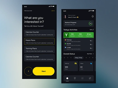 Fitness App UI – From Goals to Gains! 💪🚴‍♂️ activity analytics app design calories cardio crossfit fitness fitness app fitness tracker gym gym mobile health mobile mobile design personal trainer planner sports app ui ux workout