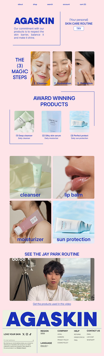 AGASKIN - A website concept for a skincare product company branding color type design graphic design logo skin skin website skincare skincare product skincare web ui ui design ux ux design web web design web flow website website desigin