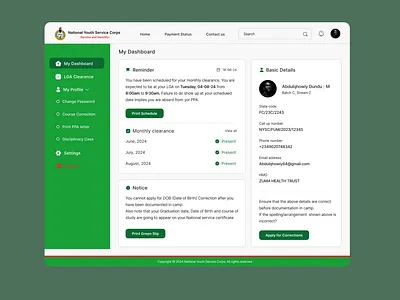 NYSC Dashboard Redesign dashboard design nysc ui ui design ux ux design uxdesign web design