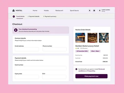 HOETELL - Hotel booking payment design hotel hotel ui design ui ui design ux design uxdesign web design