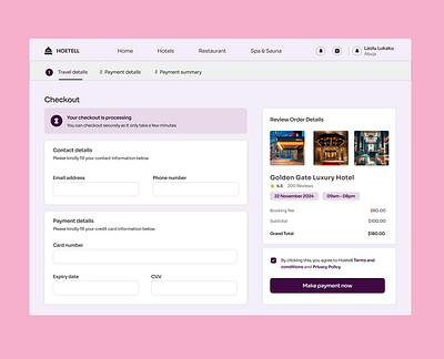 HOETELL - Hotel booking payment design hotel hotel ui design ui ui design ux design uxdesign web design
