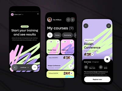 E-Learning and Training App Concept app design college e learning education learning learning platform mobile app online class online course online education school ui university ux