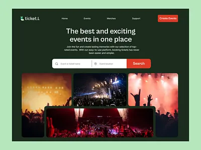 Ticket.L - Event ticket booking darkmode design ui ux design web design