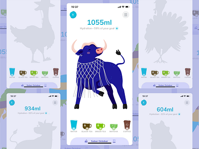 Buffalo | Waterllama App Characters Set animal character animal illustration app character buffalo character illustration cute design digital art graphic illustration illustration art ui vector vector art