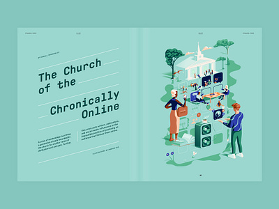 Common Good Magazine – The Church of the chronically online apps chat church communities editorial illustration iphone meet ups mobile device online groups spiritual