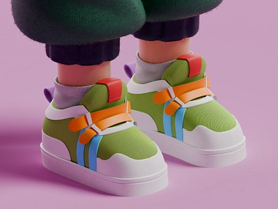 Sneaker character character design isometric lowpoly sneaker