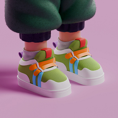 Sneaker character character design isometric lowpoly sneaker