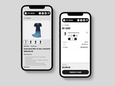 Product Details & Cart Page Design add to cart e commerce app mobile app design my cart design order tracking product detail page ui