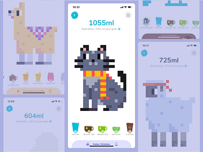 Cat | Pixel Art Characters Set | Waterllama App animal pixel illustration app character cat characters set cute cat illustration pixel art pixel art character