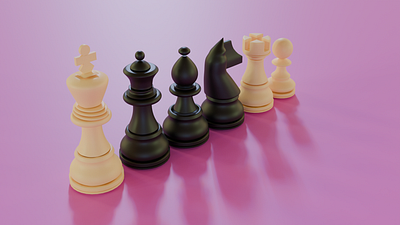 Chess Pieces 3d 3d artist 3d modeling 3d render bishop black black chess pieces blender cgi chess game chess pieces game design king knight pawn pink props queen rook white chess pieces