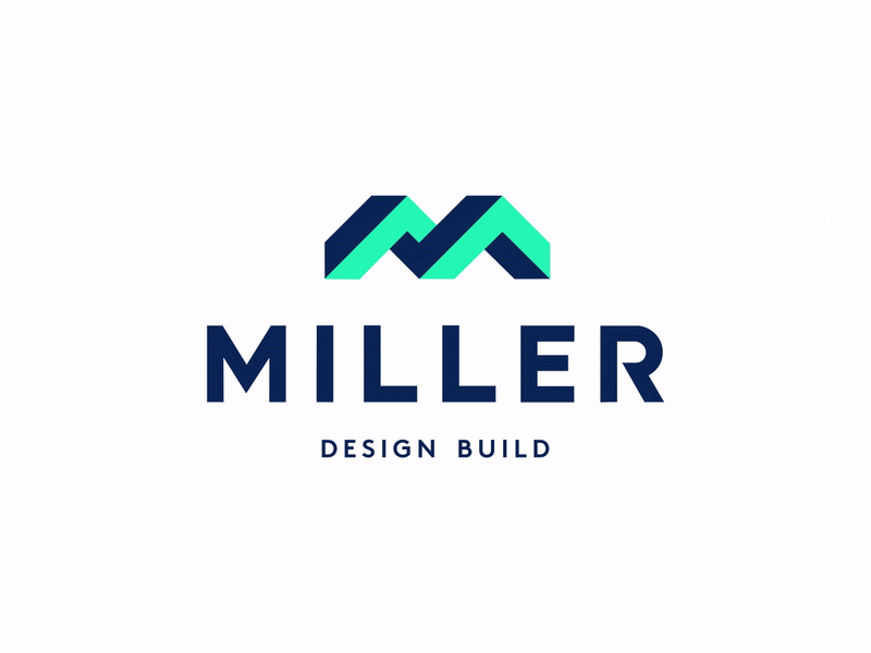 Miller Design Build Logo Design - Letter M monogram architect architecture brand branding construction design geometric icon landscaping letter letter m logo logo design logodesign logotype m m logo monogram simple symbol