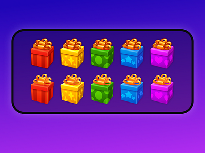 Game UI | Variations of prints for presents box game gui illustration mobile present skin ui varaity vector