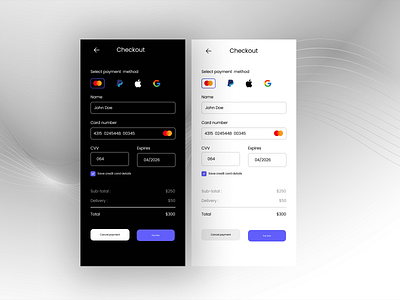 A simple checkout page ui