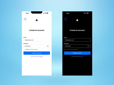 Sign up page, light mood & dark mood ui