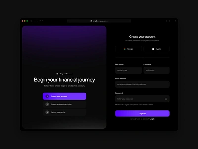 Login screen for a fintech app with biometric authentication. biometric design fintech login productdesign sign up ui ux web3