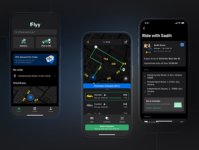 Taxi app app dark mode ios simple taxi app travel ui ux