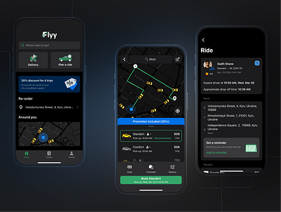 Taxi app app dark mode ios simple taxi app travel ui ux