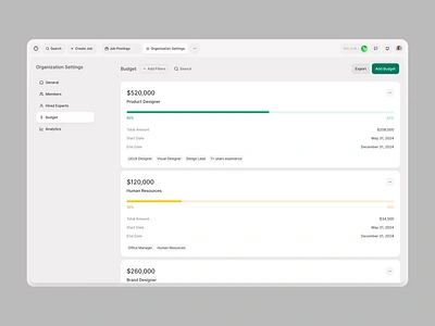 💵 Budget Management Page app budget budget allocation clean dashboard desktop application desktop ui list view management software ui user interface user management ux