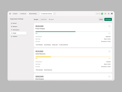 💵 Budget Management Page app budget budget allocation clean dashboard desktop application desktop ui list view management software ui user interface user management ux