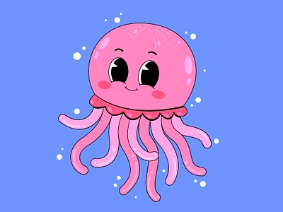 Cute jellyfish branding cartoon character colorful cute design graphic design illustration jellyfish kawaii logo ui