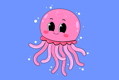 Cute jellyfish branding cartoon character colorful cute design graphic design illustration jellyfish kawaii logo ui