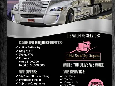 Transport,Logistics,Trucking, Transportation,Dispatching,Flyer 3d branding dispatching flyer dispatching flyer design graphic design logistics flyer logistics flyer design logo transport flyer transport flyer design transportation flyer transportation flyer design trucking flyer trucking flyer design