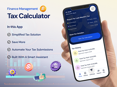 Tax Calculator Mobile App banking branding finance income management mobile product design revenue saving tax tax calculator ui