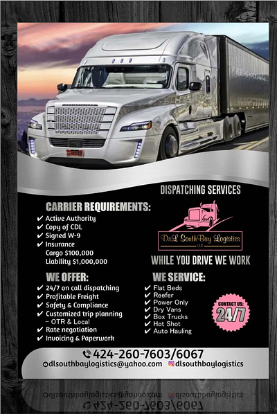 Transport,Logistics,Trucking, Transportation,Dispatching,Flyer 3d branding dispatching flyer dispatching flyer design graphic design logistics flyer logistics flyer design logo transport flyer transport flyer design transportation flyer transportation flyer design trucking flyer trucking flyer design