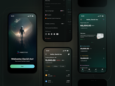 Inbestgo Mobile App banking crypto flat mobile ui web3