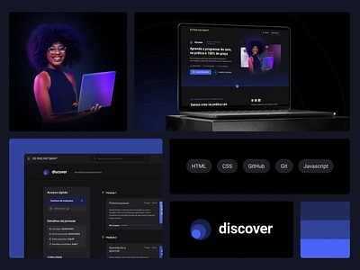 Discover - Curso gratuito de introdução a programação blue darkmode landing page ui uiux web website