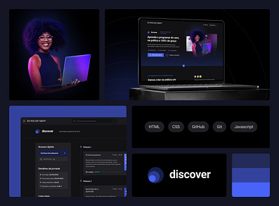 Discover - Curso gratuito de introdução a programação blue darkmode landing page ui uiux web website