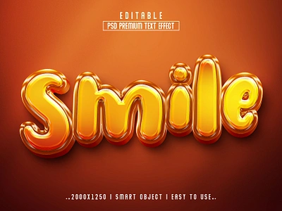 Smile Editable PSD Text Effect Style action editable 3d text effect headline psd text smail smail text smile 3d text text text effect text effect style typo yellow yellow 3d text