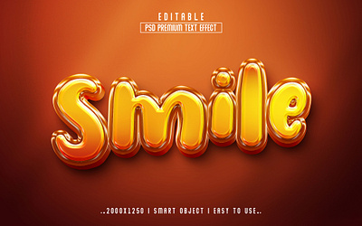 Smile Editable PSD Text Effect Style action editable 3d text effect headline psd text smail smail text smile 3d text text text effect text effect style typo yellow yellow 3d text