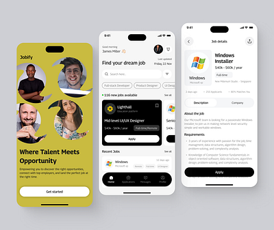 Jobify - Job Finder App app app design career design employee hire ios job job find job finder job finder app job platform job search mobile app mobile app design people product design ui uiux ux