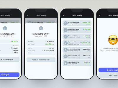 History .app application clean crypto details direction empty state history in progress ios iteraction latest mobile mvp process prototype simple ux wallet wip