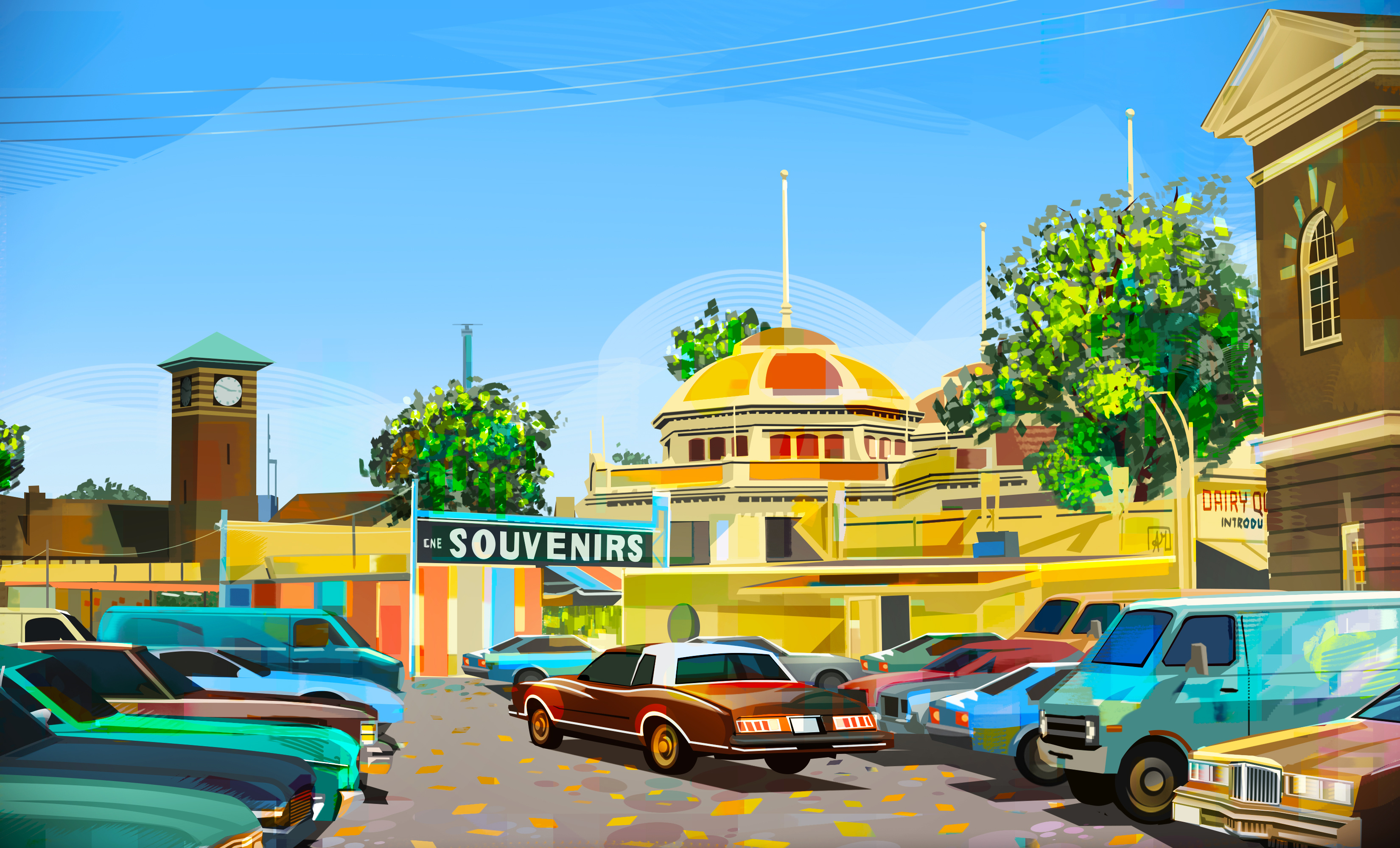 Retro Toronto canadian national exhibition city colorful illustration print retro toronto vector vintage