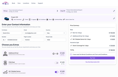 Car Rental Booking UX / UI bookingsystem carrentalapp cleanui digitaldesign interactiondesign minimaldesign modernui productdesign responsivedesign travelapp ui userinterface ux uxcasestudy webappdesign
