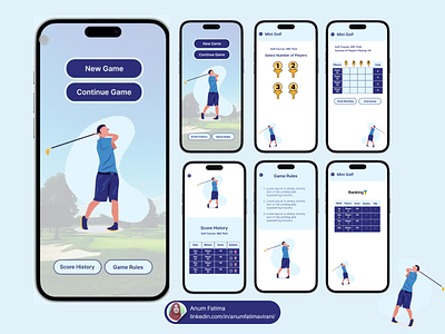 Mini Golf-Score Keeping Mobile Application application designer figma mobile ui uiux ux