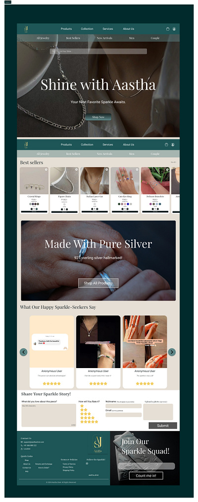 Aastha Silver- silver jewelry website app branding design graphic design illustration logo typography ui ui ux ux website website design