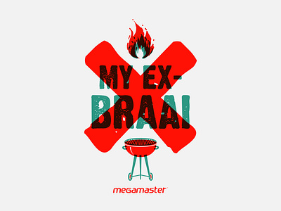 Megamaster My Ex-Braai Campaign Logo barbecue braai braaivleis brand branding design flames grill heat icon identity illustration logo logo design red south africa type vector x