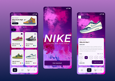 Nike online shoes app app design branding design footwear design graphic design shoes app sneaker app