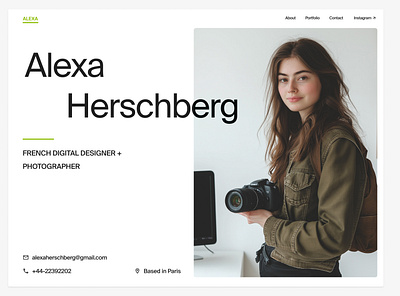 Hero section for a Photographer portfolio colors design landing photography portfolio product design ui website