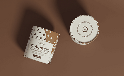 CACAO Collective – Vital Blend Packaging & Branding 3d 3d mockup box branding choclate packaging design graphic design illustration jar jar label label label design logo packaging packaging design product label product packaging stick design stick packaging