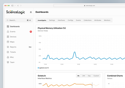 Infrastructure Monitoring Tool charts clean ui compact ui critical dashboard data density events heatmaps itops line graphs monitoring tool saas tables tooling ui ui design ux ux design