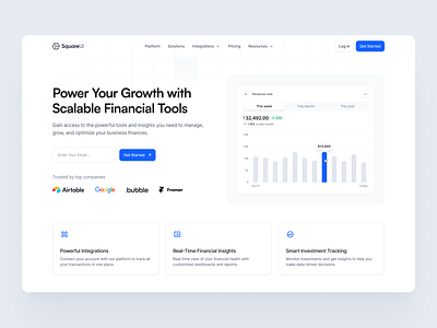 Banking Platform Hero section - SquareUi design system figma hero landing page product design section ui ux web design