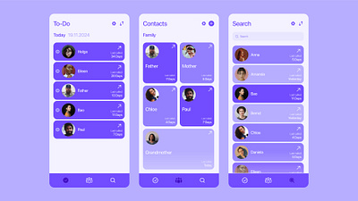 The new way to stay connected with your loved ones! 📞 call contacts design exploration phone practice purple todo track ui ux