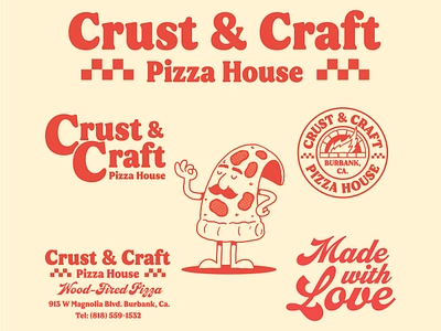 Crust & Craft Pizza House branding design graphic design illustration logo pizza restuarant retro typography vector vintage visual identity